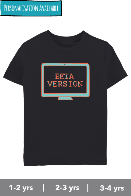 Beta Version Black Kids Tshirt india Zeezeezoo personalised