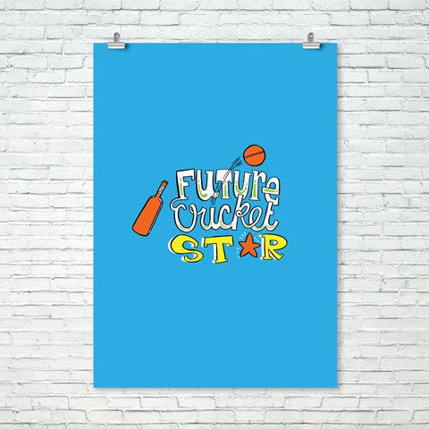 Future Cricket Star Wall Print